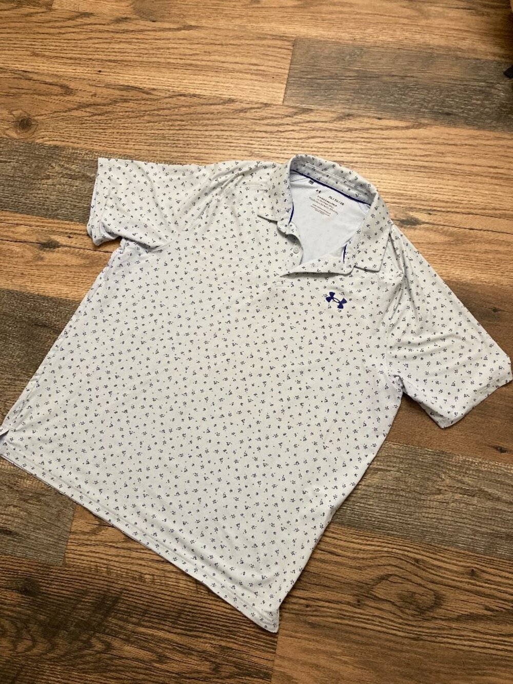 Under Armour Iso-Chill Polo Shirt Men's XL Light Blue Printed Golf Performance